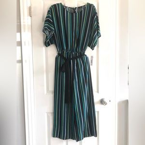 NWT Worthington Metro Stripe Belted Wide Leg Jumpsuit Size S MSRP $70